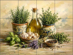 Mediterranean Herb Garden by AOT Designs Ceramic Tile Mural AOT119