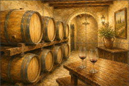 Tuscan Wine Cellar by AOT Designs Ceramic Tile Mural AOT121