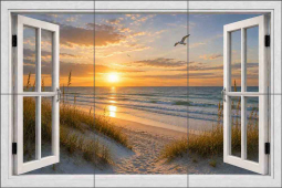 Window to the Sunset by AOT Designs Ceramic Tile Mural AOT122