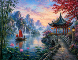 Lanterns at Lotus Lake by AOT Designs Ceramic Accent & Decor Tile AOT128AT