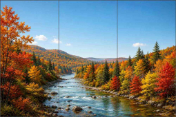 Autumn River Valley by AOT Designs Ceramic Tile Mural AOT129