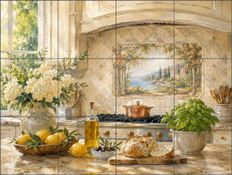 Tuscan Morning Light by AOT Designs Ceramic Tile Mural AOT133