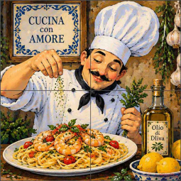 Cucino con Amore by AOT Designs Ceramic Tile Mural AOT141