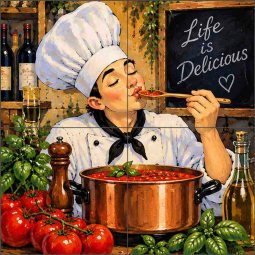 Life is Delicious by AOT Designs Ceramic Tile Mural AOT143
