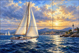 Golden Harbor Passage by AOT Designs Ceramic Tile Mural AOT177