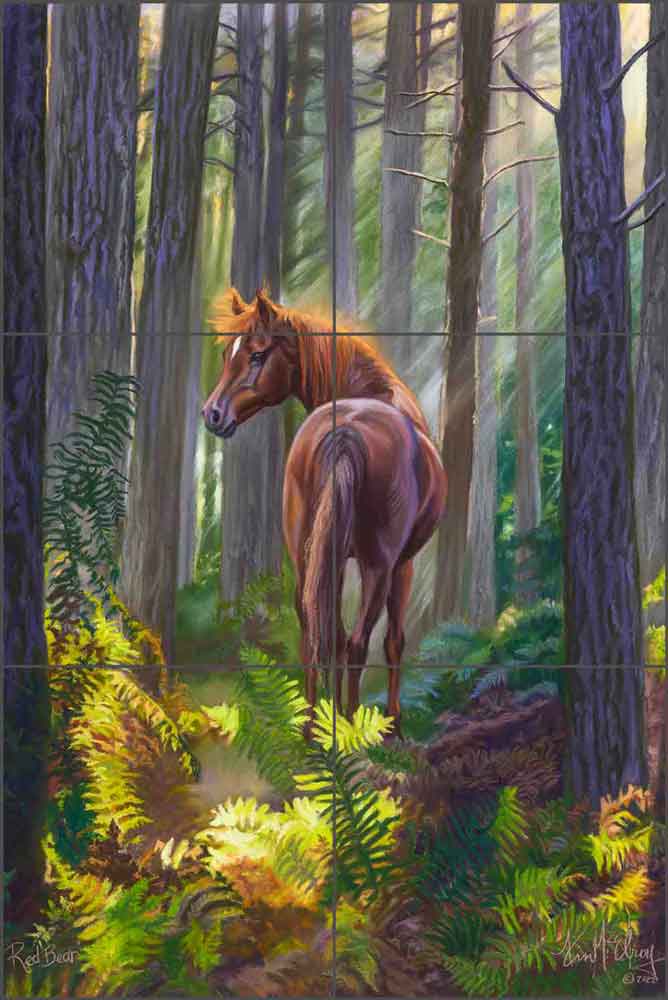 Red Bear by Kim McElroy Ceramic Tile Mural KMA082