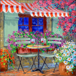 Conversations Over Wine by Mikki Senkarik Ceramic Tile Mural MSA317