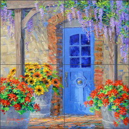 French Laundry Sunflowers by Mikki Senkarik Ceramic Tile Mural MSA318