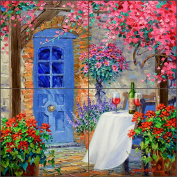 Table for Two at the French Laundry by Mikki Senkarik Ceramic Tile Mural MSA326