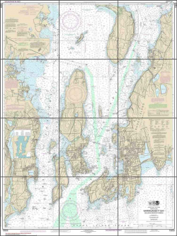 Narragansett Bay Incl Newport Harbor Nautical Chart by NOAA Ceramic Tile Mural NautChart-13223