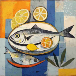 Lemon Splash with Fish Fins 25 by Irena Orlov Ceramic Accent & Decor Tile OB-ORL24802-31AT