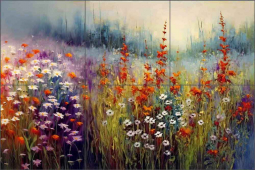 Earthy Petal Melodies 3 by Irena Orlov Ceramic Tile Mural OB-ORL25170-4