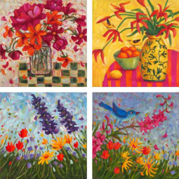 Floral Fantasia by Cindy Revell Ceramic Accent & Decor Tile Set 2 POV-CR-ATSet2