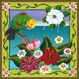 Perico Con Flores by Raul del Rio Ceramic Accent & Decor Tile POV-RR007AT