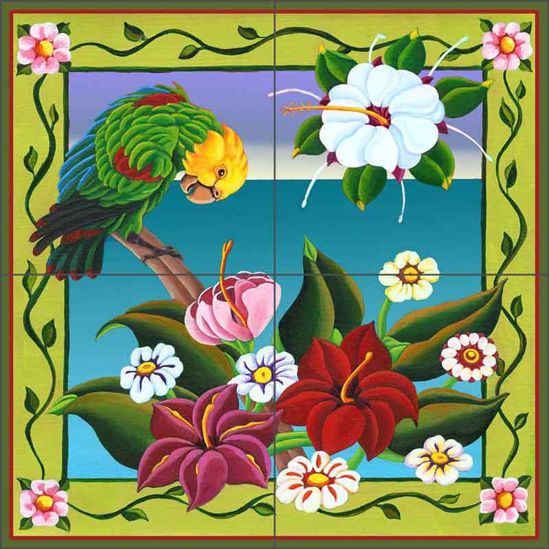 Perico Con Flores by Raul del Rio Ceramic Tile Mural POV-RR007