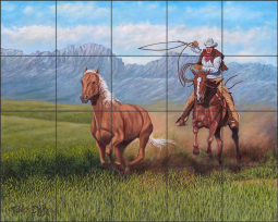 Back to the Herd by Ralph Delby Ceramic Tile Mural RDA014