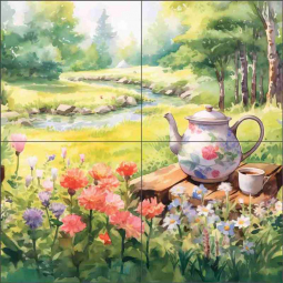 Tea Party 2 by WDW Designs Ceramic Tile Mural WDW0033-2