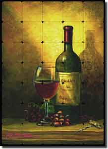 Hardin Wine Still Life Tumbled Marble Tile Mural 20" x 28" - ADCH016