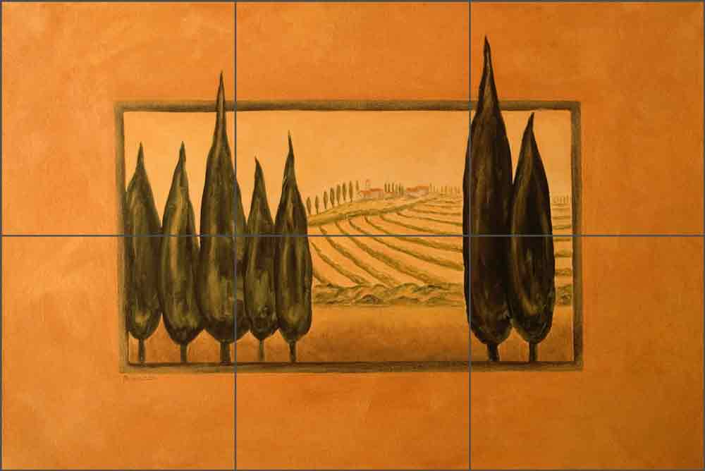 Cypress Abstract by Angelica Di Chiara Ceramic Tile Mural - ADCH017