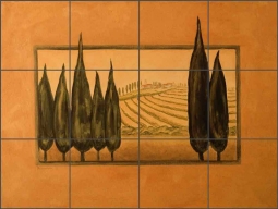Cypress Abstract by Angelica Di Chiara Travertine Stone Tile Mural - ADCH017