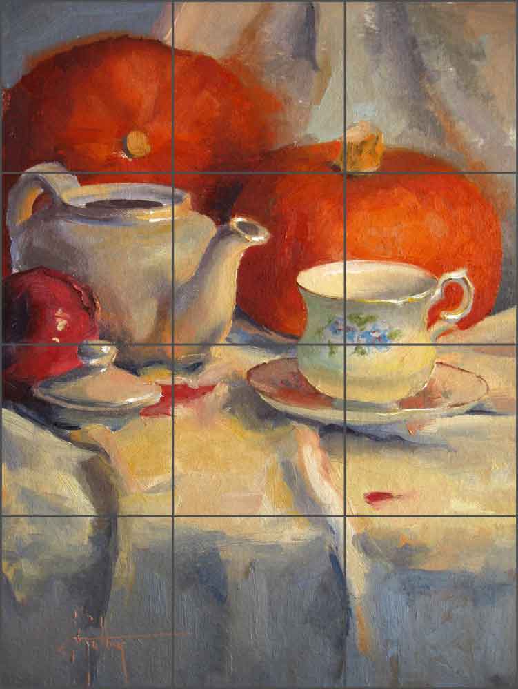 Tea and Pumpkins by Abigail Gutting Ceramic Tile Mural - AGA018