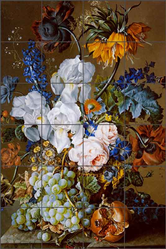 Hartinger Floral Still Life CeramicTile Mural - AH002