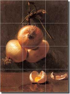 Bache Onion Vegetable Ceramic Tile Mural 12.75" x 17" - BB001