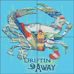 Crab - Driftin' Away by Jim Baldwin Ceramic Tile Mural BC-JB02