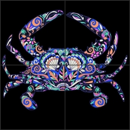 Crab Mosaic by Jim Baldwin Ceramic Tile Mural BC-JB04