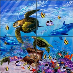 Hallmark Turtles by John Enright Ceramic Tile Mural BC-JE11