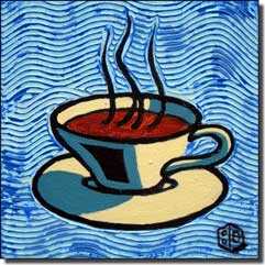 Cole Coffee Cup Blue Ceramic Accent Tile - BCA001AT