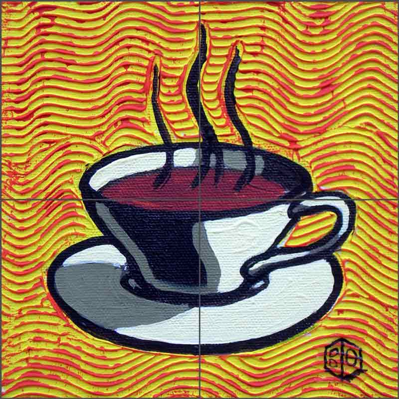 Coffee Cup, Yellow by Beaman Cole Ceramic Tile Mural BCA004