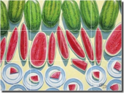 Cole Watermelon Fruit Ceramic Tile Mural 17" x 12.75" - BCA028