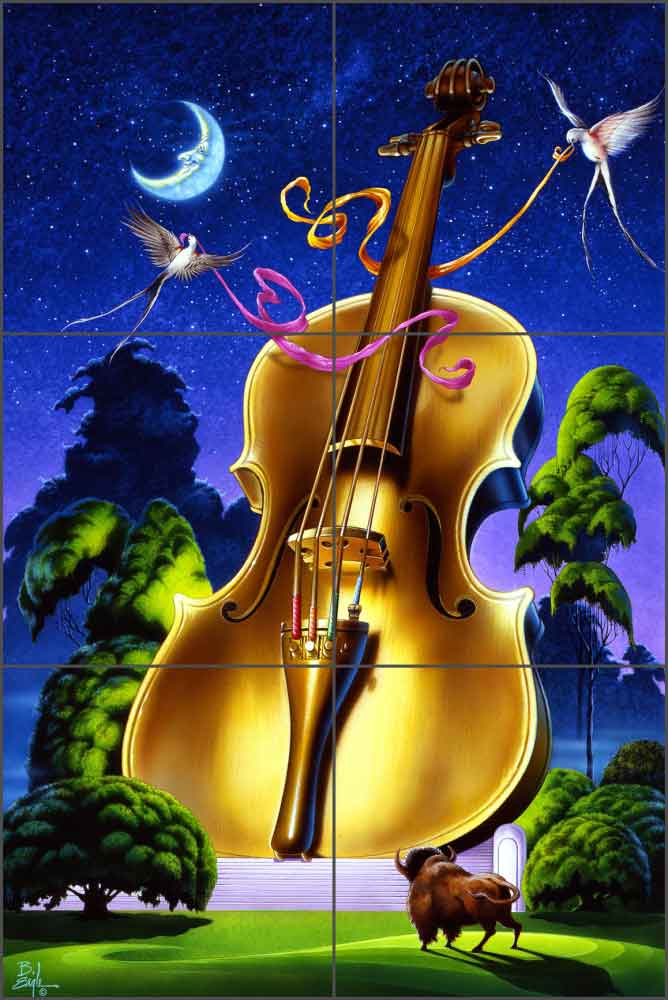 Violin by Bruce Eagle Ceramic Tile Mural - BEA025