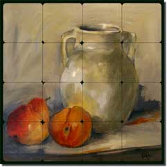 Art Cezanne Cherry Peaches Tumbled Marble Mural Backsplash Kitchen Tile #212 