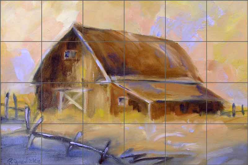 Brown Barn by Bette Jaedicke Ceramic Tile Mural - BJA004