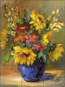 Mixed Bouquet by Bette Jaedicke Ceramic Tile Mural BJA020