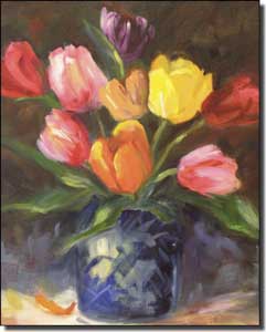 Jaedicke Tulips Floral Ceramic Accent Tile 8" x 10" - BJA021AT