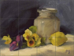 Pansy Dance by Bette Jaedicke Ceramic Tile Mural BJA023