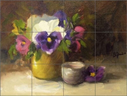 Pansy Face by Bette Jaedicke Ceramic Tile Mural BJA024