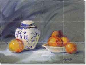 Peaches by Bette Jaedicke Glass Tile Mural 24" x 18" - BJA025