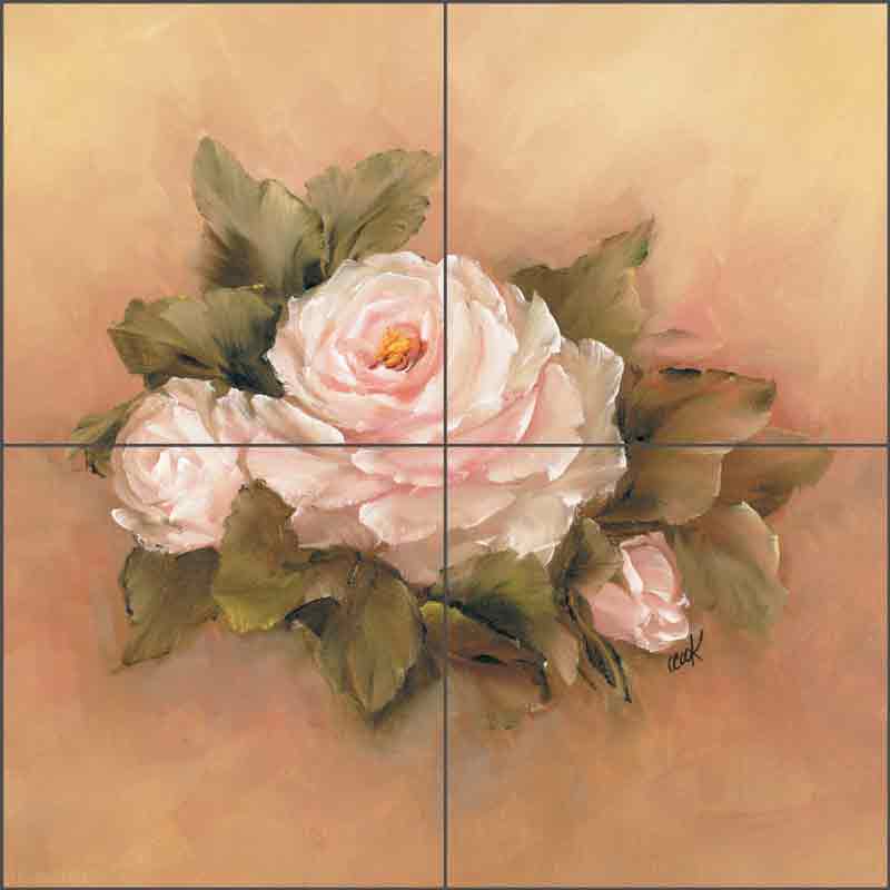 Burnished Roses Square II by Carolyn Cook Ceramic Tile Mural CC003