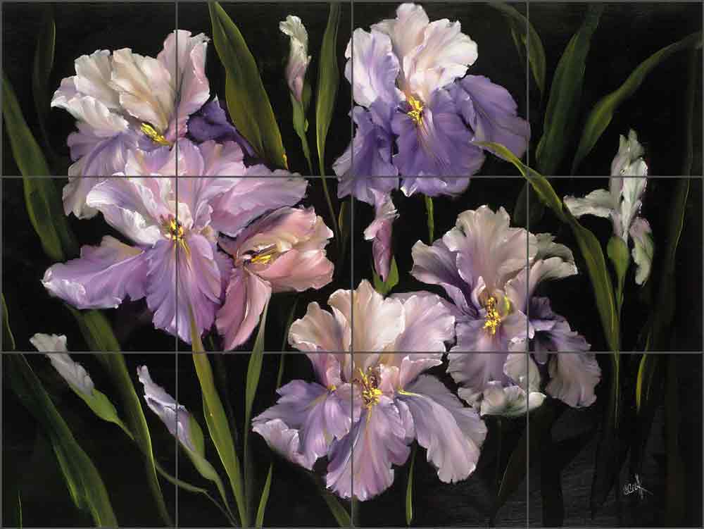 Collection of Irises by Carolyn Cook Ceramic Tile Mural CC005