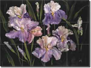Cook Iris Floral Glass Tile Mural 24" x 18" - CC005