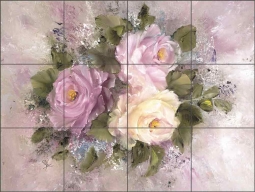 Lavender Rose I (landscape) by Carolyn Cook Ceramic Tile Mural CC007L