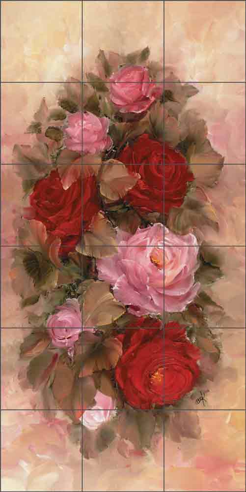 Rose Garland II by Carolyn Cook Ceramic Tile Mural - CC014
