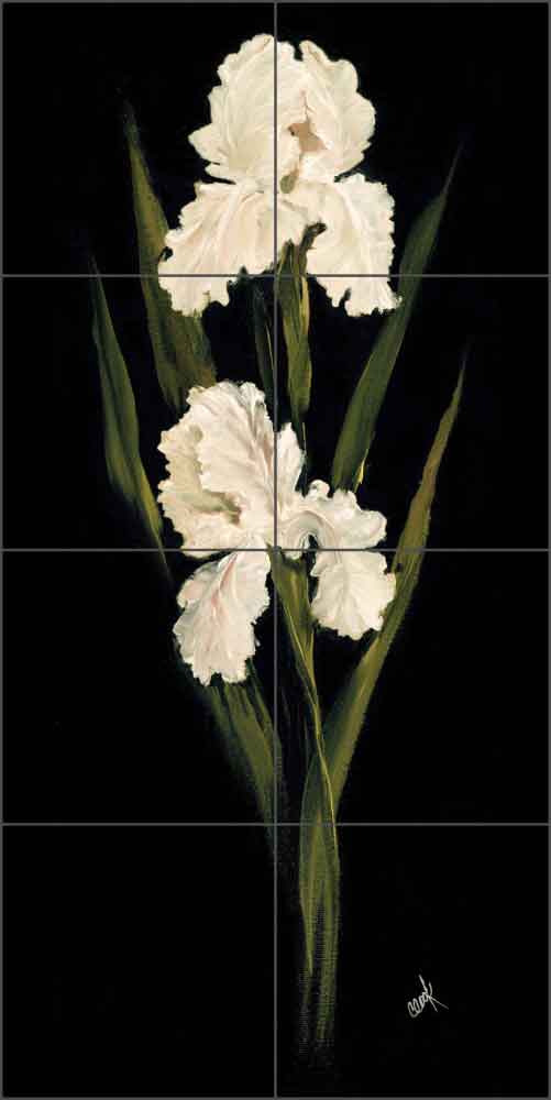 White Iris II by Carolyn Cook Ceramic Tile Mural - CC016