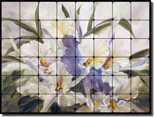 Cook Orchids Floral Tumbled Marble Tile Mural 32" x 24" - CC022