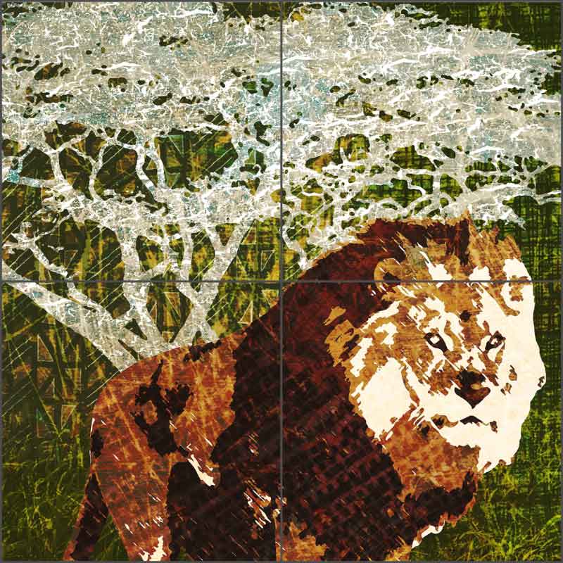 Wild Savannah - Lion by Aurelia Manouvrier Ceramic Tile Mural - CCI-AM-WS02