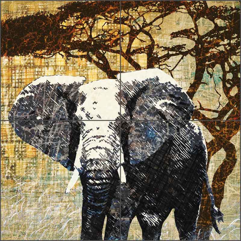 Wild Savannah - Elephant by Aurelia Manouvrier Ceramic Tile Mural - CCI-AM-WS03